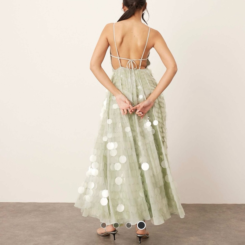 ARRANGE Embellished Sequin Cami Midi Dress – Seafoam Green – Size 10 (NWT) - Picture 6 of 9